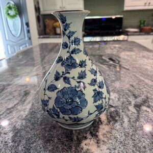 Vintage Blue Sometsuke Ikebana Flower Vase